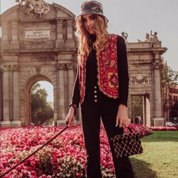 Embroidered Velvet Beaded Waistcoat - Picture 7 of 8